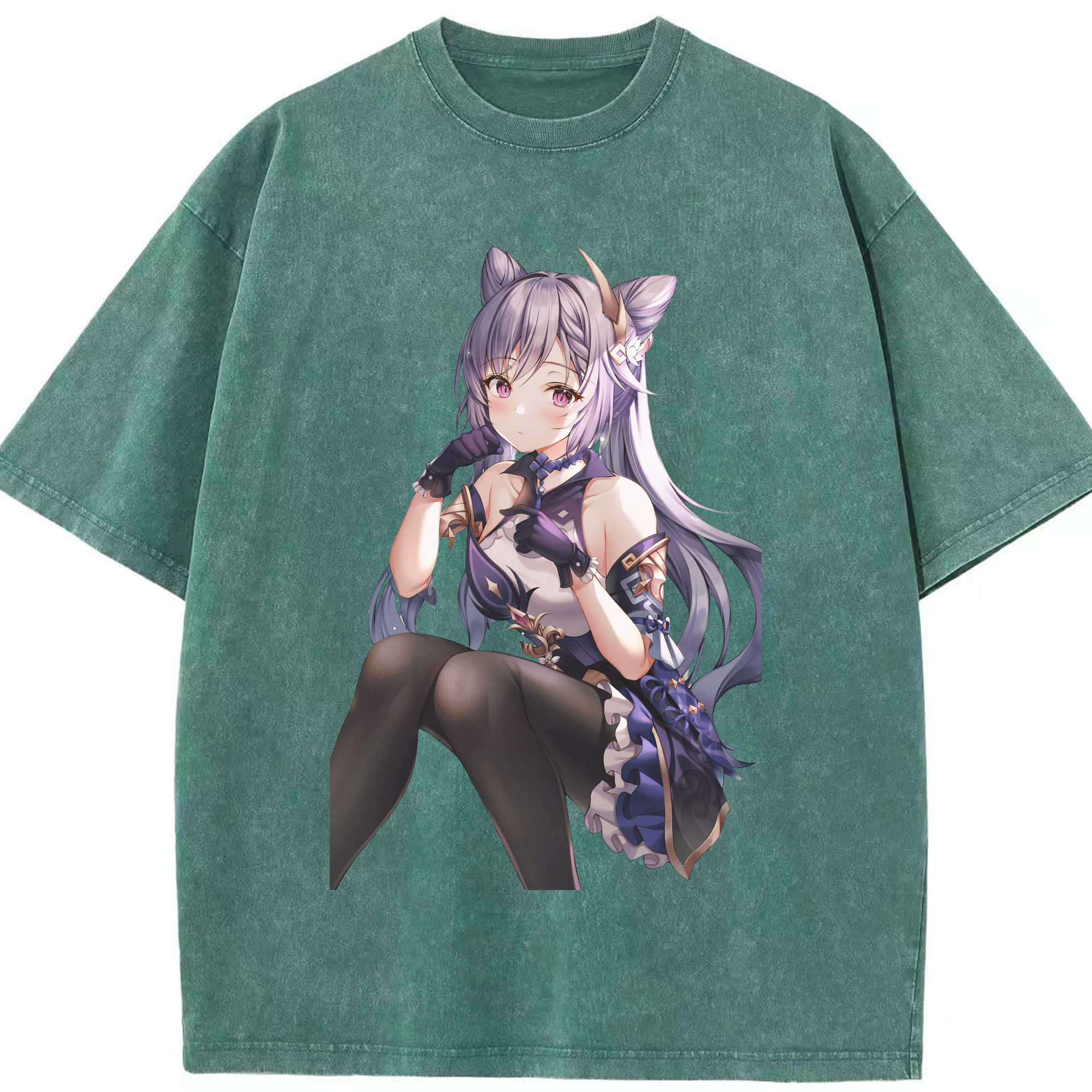 げんし神 刻晴 こくせい genshin Kokusei 綿100% ヴィンテージ風 半袖Tシャツ（フロントプリント）